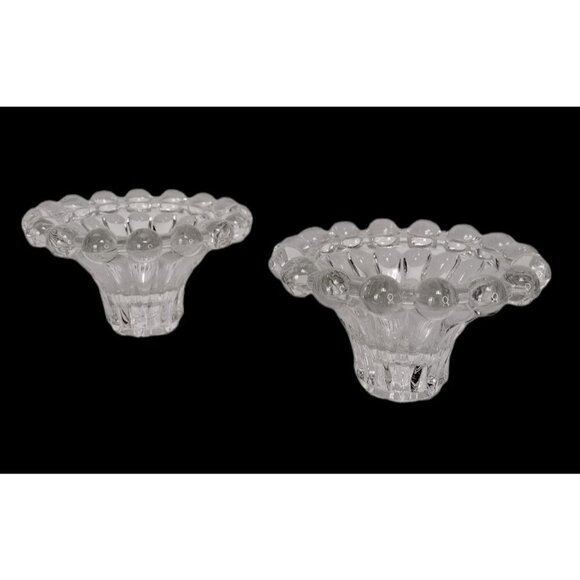 Vintage 1950's Boopie Pair of Clear Glass Ball Base Tapered Candle Stick Holder - Picture 11 of 11